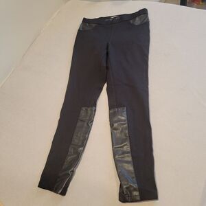 DKNY Black Leggings With Faux Leather Details Size Small